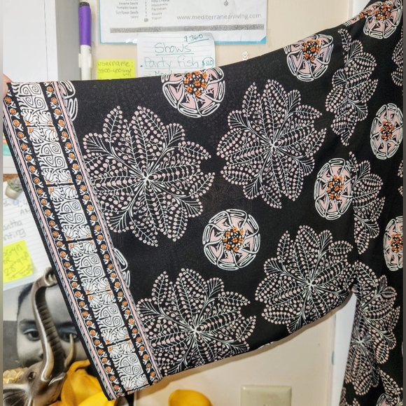 Max Studio Black Floral Geometric Printed Kimono Topper Cover up Size XL - Picture 4 of 8